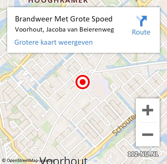 Locatie op kaart van de 112 melding: Brandweer Met Grote Spoed Naar Voorhout, Jacoba van Beierenweg op 23 februari 2024 20:42