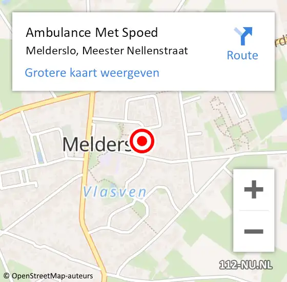 Locatie op kaart van de 112 melding: Ambulance Met Spoed Naar Melderslo, Meester Nellenstraat op 26 september 2014 21:49