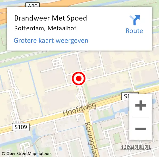 Locatie op kaart van de 112 melding: Brandweer Met Spoed Naar Rotterdam, Metaalhof op 23 februari 2024 21:03