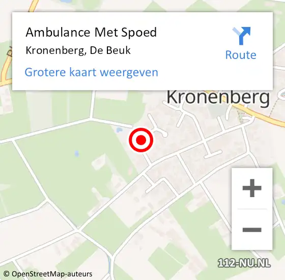 Locatie op kaart van de 112 melding: Ambulance Met Spoed Naar Kronenberg, De Beuk op 26 september 2014 21:51