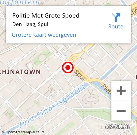 Locatie op kaart van de 112 melding: Politie Met Grote Spoed Naar Den Haag, Spui op 23 februari 2024 21:26