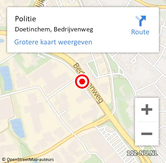 Locatie op kaart van de 112 melding: Politie Doetinchem, Bedrijvenweg op 23 februari 2024 21:26