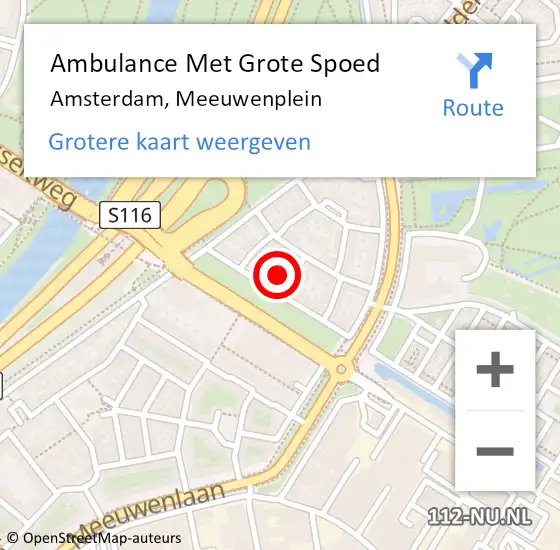 Locatie op kaart van de 112 melding: Ambulance Met Grote Spoed Naar Amsterdam, Meeuwenplein op 23 februari 2024 22:02