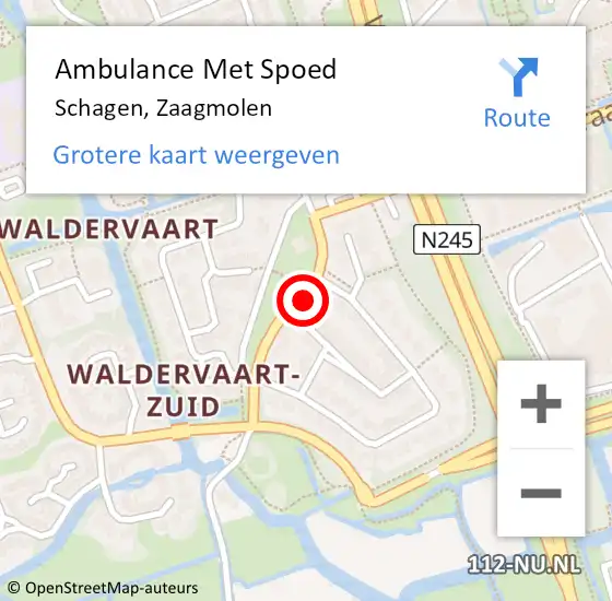 Locatie op kaart van de 112 melding: Ambulance Met Spoed Naar Schagen, Zaagmolen op 23 februari 2024 22:20