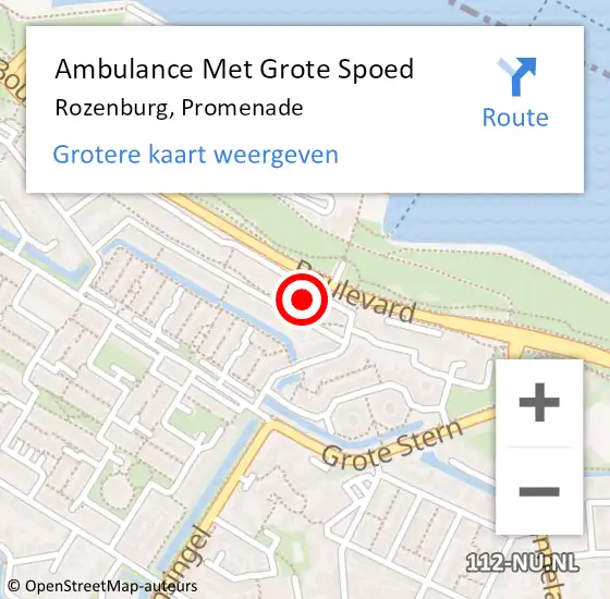 Locatie op kaart van de 112 melding: Ambulance Met Grote Spoed Naar Rozenburg, Promenade op 23 februari 2024 22:21