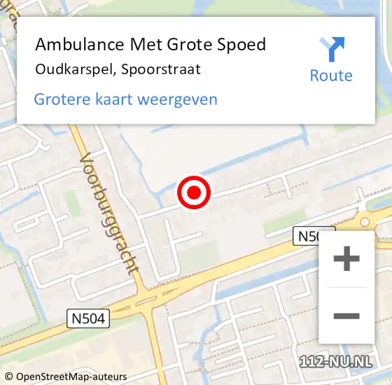 Locatie op kaart van de 112 melding: Ambulance Met Grote Spoed Naar Oudkarspel, Spoorstraat op 23 februari 2024 22:25