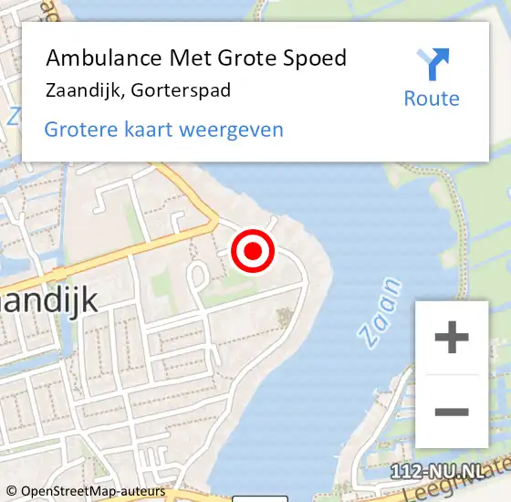 Locatie op kaart van de 112 melding: Ambulance Met Grote Spoed Naar Zaandijk, Gorterspad op 26 september 2014 21:56