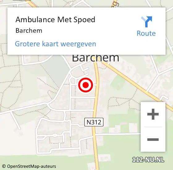 Locatie op kaart van de 112 melding: Ambulance Met Spoed Naar Barchem op 24 februari 2024 00:09