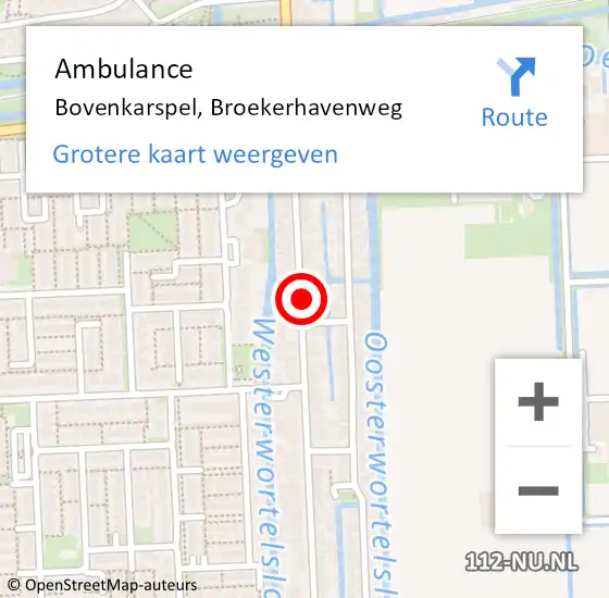 Locatie op kaart van de 112 melding: Ambulance Bovenkarspel, Broekerhavenweg op 24 februari 2024 01:44