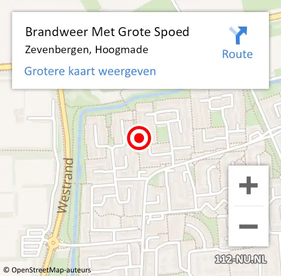 Locatie op kaart van de 112 melding: Brandweer Met Grote Spoed Naar Zevenbergen, Hoogmade op 24 februari 2024 01:45