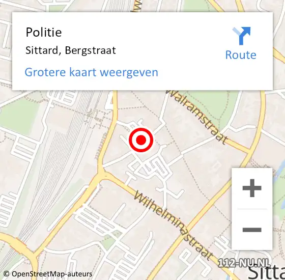 Locatie op kaart van de 112 melding: Politie Sittard, Bergstraat op 24 februari 2024 02:53