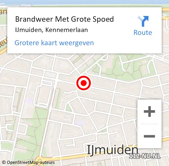 Locatie op kaart van de 112 melding: Brandweer Met Grote Spoed Naar IJmuiden, Kennemerlaan op 24 februari 2024 03:16