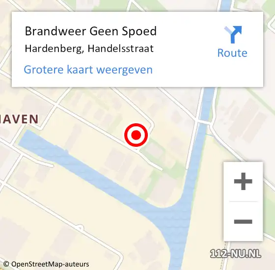 Locatie op kaart van de 112 melding: Brandweer Geen Spoed Naar Hardenberg, Handelsstraat op 24 februari 2024 03:22