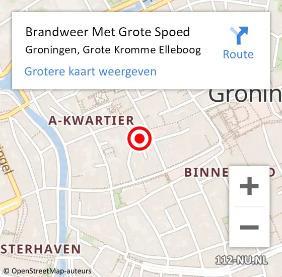Locatie op kaart van de 112 melding: Brandweer Met Grote Spoed Naar Groningen, Grote Kromme Elleboog op 24 februari 2024 03:27