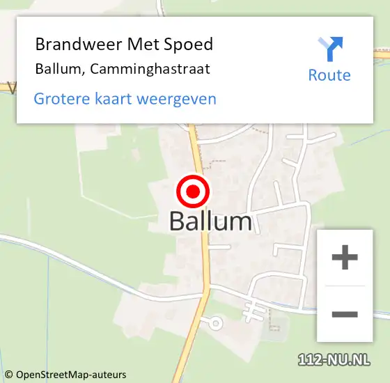 Locatie op kaart van de 112 melding: Brandweer Met Spoed Naar Ballum, Camminghastraat op 24 februari 2024 03:48