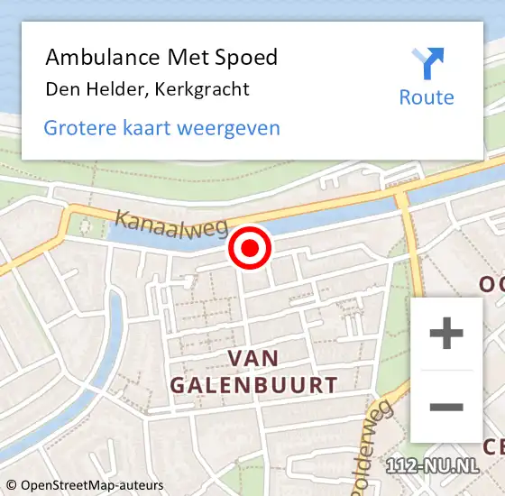 Locatie op kaart van de 112 melding: Ambulance Met Spoed Naar Den Helder, Kerkgracht op 24 februari 2024 03:49