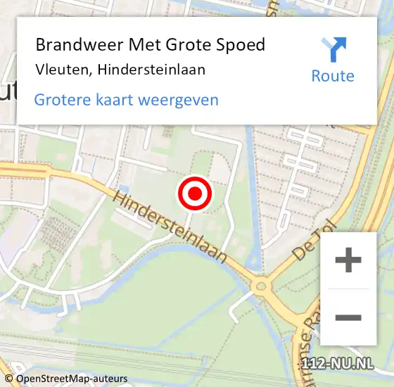 Locatie op kaart van de 112 melding: Brandweer Met Grote Spoed Naar Vleuten, Hindersteinlaan op 24 februari 2024 04:13