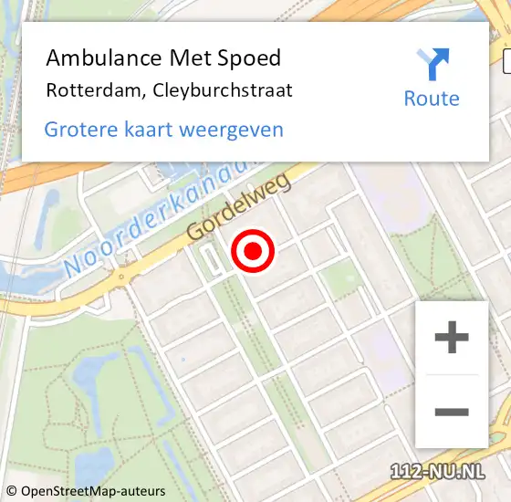 Locatie op kaart van de 112 melding: Ambulance Met Spoed Naar Rotterdam, Cleyburchstraat op 24 februari 2024 04:23