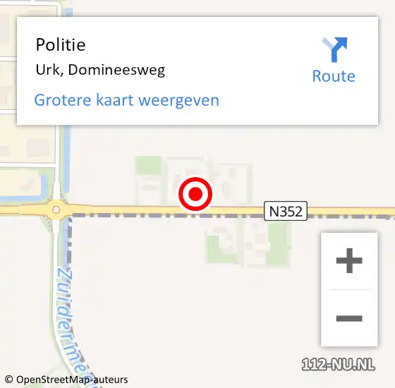 Locatie op kaart van de 112 melding: Politie Urk, Domineesweg op 24 februari 2024 04:57
