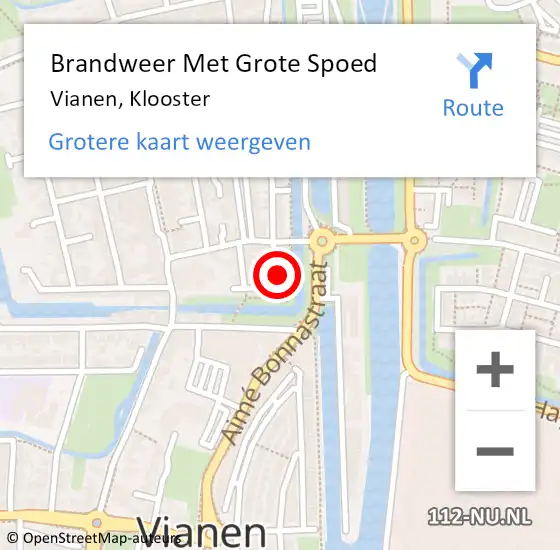 Locatie op kaart van de 112 melding: Brandweer Met Grote Spoed Naar Vianen, Klooster op 24 februari 2024 06:03