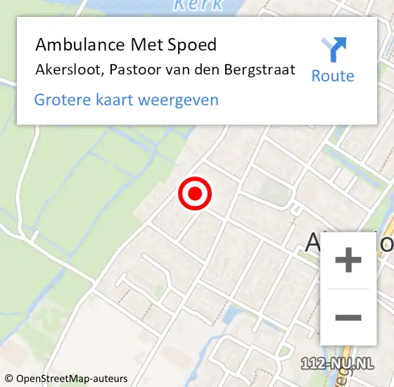 Locatie op kaart van de 112 melding: Ambulance Met Spoed Naar Akersloot, Pastoor van den Bergstraat op 24 februari 2024 07:11
