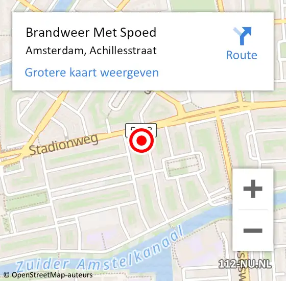 Locatie op kaart van de 112 melding: Brandweer Met Spoed Naar Amsterdam, Achillesstraat op 24 februari 2024 07:15