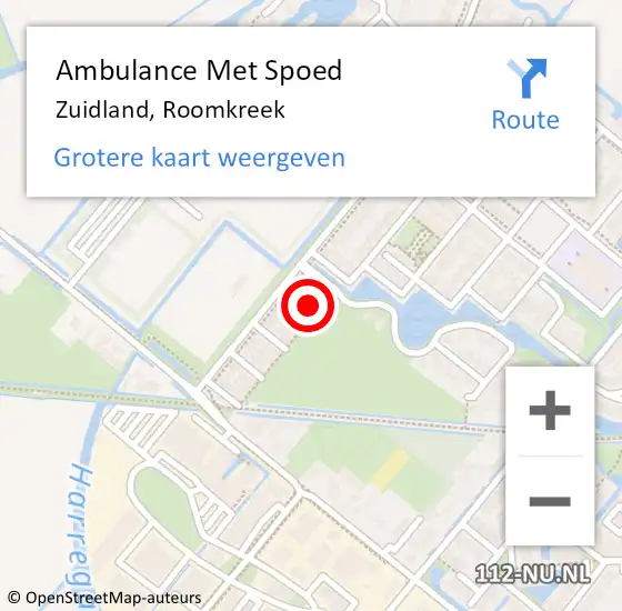 Locatie op kaart van de 112 melding: Ambulance Met Spoed Naar Zuidland, Roomkreek op 24 februari 2024 07:31