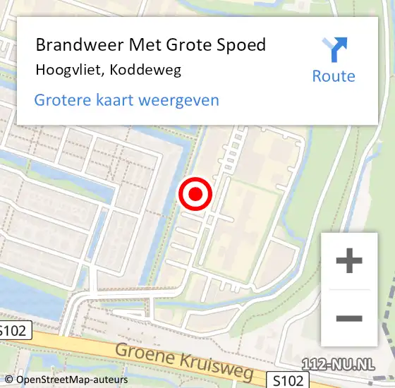 Locatie op kaart van de 112 melding: Brandweer Met Grote Spoed Naar Hoogvliet, Koddeweg op 24 februari 2024 07:49