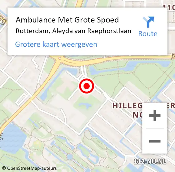 Locatie op kaart van de 112 melding: Ambulance Met Grote Spoed Naar Rotterdam, Aleyda van Raephorstlaan op 24 februari 2024 08:40