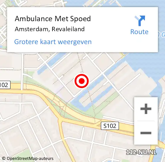 Locatie op kaart van de 112 melding: Ambulance Met Spoed Naar Amsterdam, Revaleiland op 24 februari 2024 08:47