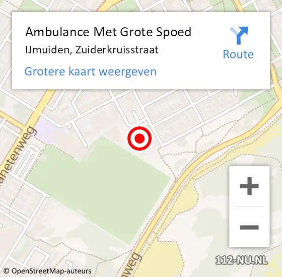 Locatie op kaart van de 112 melding: Ambulance Met Grote Spoed Naar IJmuiden, Zuiderkruisstraat op 24 februari 2024 08:55