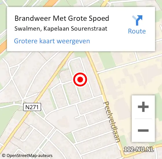 Locatie op kaart van de 112 melding: Brandweer Met Grote Spoed Naar Swalmen, Kapelaan Sourenstraat op 24 februari 2024 09:25