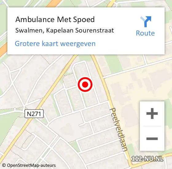 Locatie op kaart van de 112 melding: Ambulance Met Spoed Naar Swalmen, Kapelaan Sourenstraat op 24 februari 2024 09:38