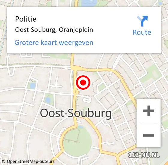 Locatie op kaart van de 112 melding: Politie Oost-Souburg, Oranjeplein op 24 februari 2024 09:41