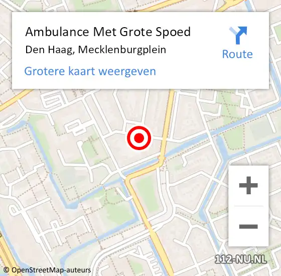 Locatie op kaart van de 112 melding: Ambulance Met Grote Spoed Naar Den Haag, Mecklenburgplein op 24 februari 2024 09:50