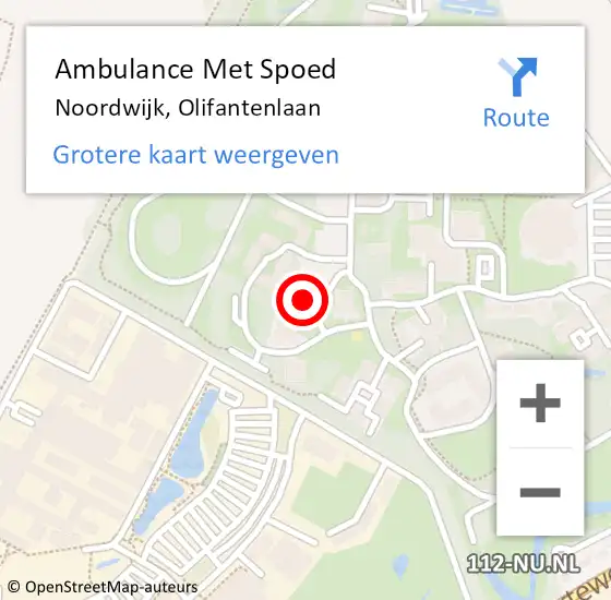 Locatie op kaart van de 112 melding: Ambulance Met Spoed Naar Noordwijk, Olifantenlaan op 24 februari 2024 10:13