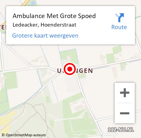 Locatie op kaart van de 112 melding: Ambulance Met Grote Spoed Naar Ledeacker, Hoenderstraat op 26 september 2014 22:52