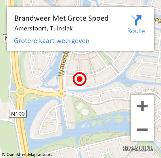 Locatie op kaart van de 112 melding: Brandweer Met Grote Spoed Naar Amersfoort, Tuinslak op 24 februari 2024 11:11