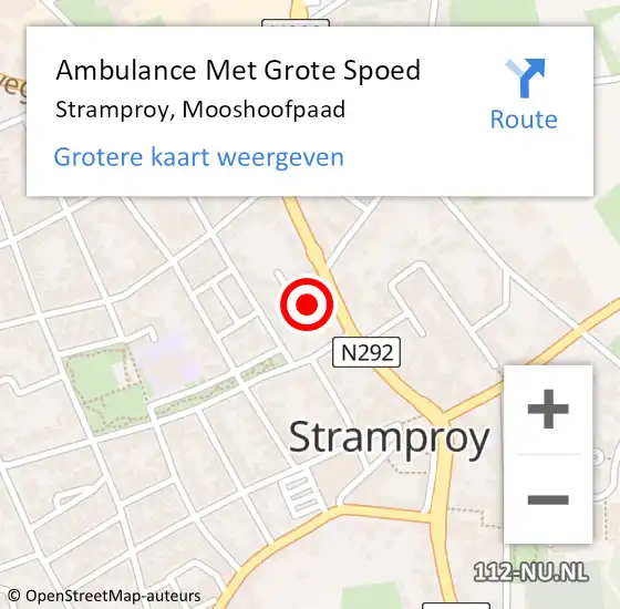 Locatie op kaart van de 112 melding: Ambulance Met Grote Spoed Naar Stramproy, Mooshoofpaad op 24 februari 2024 11:19