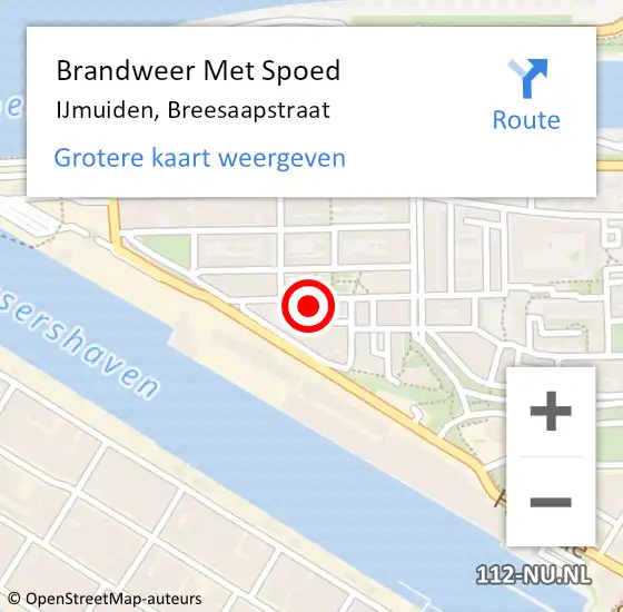 Locatie op kaart van de 112 melding: Brandweer Met Spoed Naar IJmuiden, Breesaapstraat op 24 februari 2024 11:46