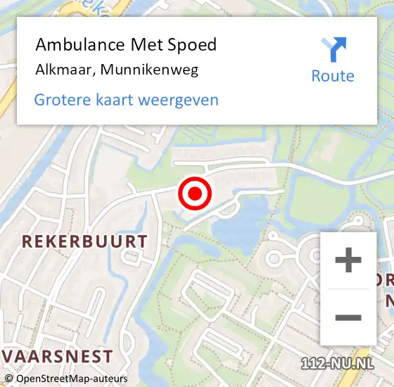 Locatie op kaart van de 112 melding: Ambulance Met Spoed Naar Alkmaar, Munnikenweg op 24 februari 2024 12:06