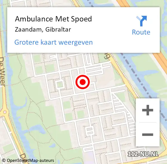 Locatie op kaart van de 112 melding: Ambulance Met Spoed Naar Zaandam, Gibraltar op 24 februari 2024 12:07