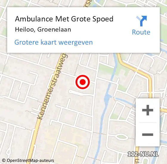 Locatie op kaart van de 112 melding: Ambulance Met Grote Spoed Naar Heiloo, Groenelaan op 24 februari 2024 12:19