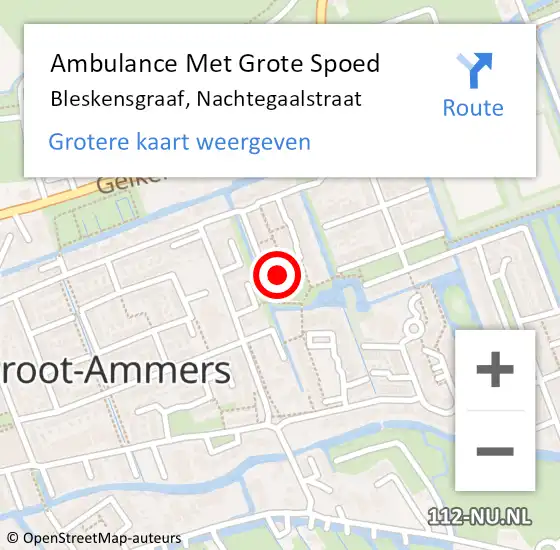 Locatie op kaart van de 112 melding: Ambulance Met Grote Spoed Naar Bleskensgraaf, Nachtegaalstraat op 24 februari 2024 12:21