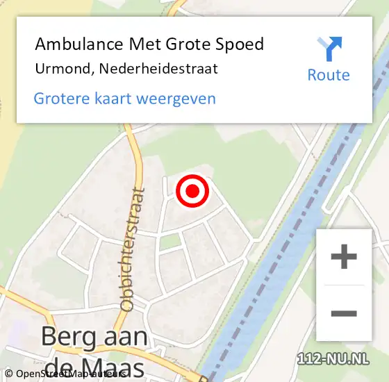 Locatie op kaart van de 112 melding: Ambulance Met Grote Spoed Naar Urmond, Nederheidestraat op 24 februari 2024 12:23