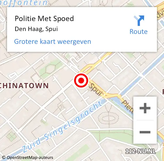 Locatie op kaart van de 112 melding: Politie Met Spoed Naar Den Haag, Spui op 24 februari 2024 12:40