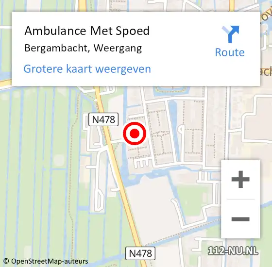 Locatie op kaart van de 112 melding: Ambulance Met Spoed Naar Bergambacht, Weergang op 24 februari 2024 13:10
