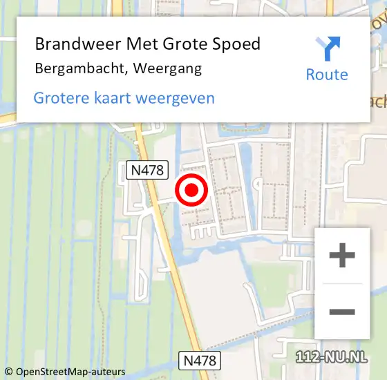 Locatie op kaart van de 112 melding: Brandweer Met Grote Spoed Naar Bergambacht, Weergang op 24 februari 2024 13:22