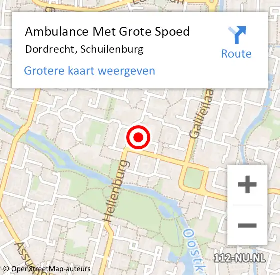 Locatie op kaart van de 112 melding: Ambulance Met Grote Spoed Naar Dordrecht, Schuilenburg op 24 februari 2024 13:43