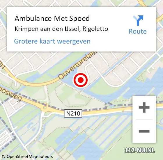 Locatie op kaart van de 112 melding: Ambulance Met Spoed Naar Krimpen aan den IJssel, Rigoletto op 24 februari 2024 13:50